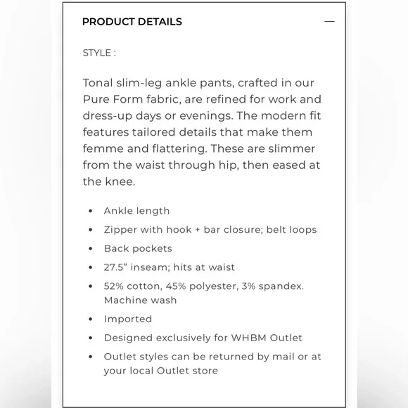 WHBM The Slim Ankle Pants Gray - Picture 7 of 13